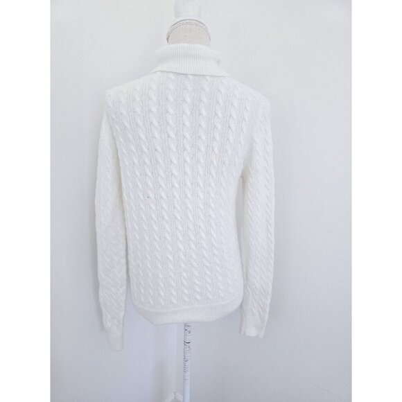 J Crew Ivory Supersoft Ruffle Front Wool Alpaca Turtleneck Pullover Sweater M - Picture 7 of 10